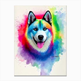 Akita Rainbow Oil Painting dog Canvas Print