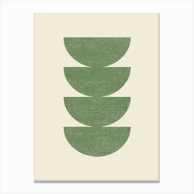 Half-circle Mid-century Style Minimal Abstract Monochromatic Composition - Green Canvas Print