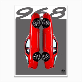 Porsche 968 Guards Red Classic Car Canvas Print