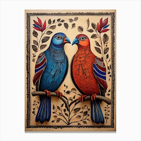 Default Traditional Madhubani Style Painting Of A Birds On A T 0 Canvas Print