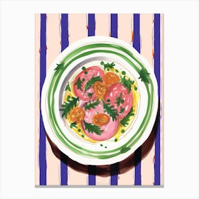 A Plate Of Caprese Salad Top View Food Illustration 2 Canvas Print