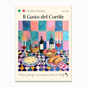 Il Gusto Del Cortile Trattoria Italian Poster Food Kitchen Canvas Print