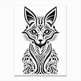 Linocut Fox Abstract Line Illustration 4 Canvas Print