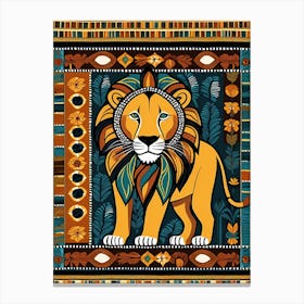 African Quilting Inspired Art of Lion Folk Art, Poetic Colors, 1222 Canvas Print