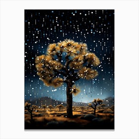 Joshua Tree With Starry Sky With Rain Drops In South Western Style (4) Canvas Print