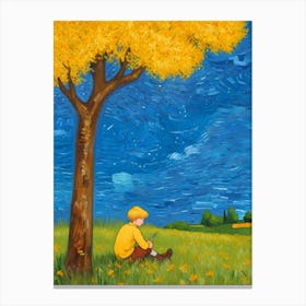 Boy Under A Tree Canvas Print