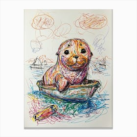 Seal In A Boat 1 Canvas Print