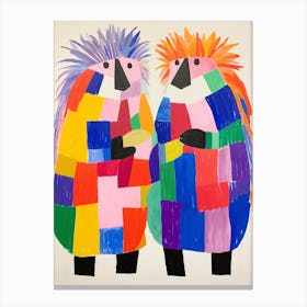 Colourful Kids Animal Art Porcupine 2 Canvas Print