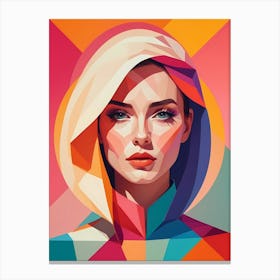 Colorful Geometric Woman Portrait Low Poly (25) Canvas Print