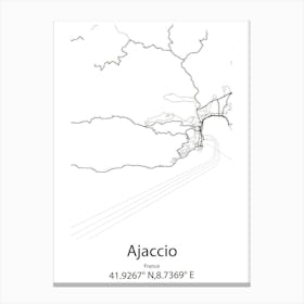 Ajaccio,France Minimalist Map Canvas Print