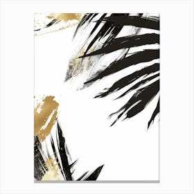 Gold And Black Palm Leaves 6 Canvas Print