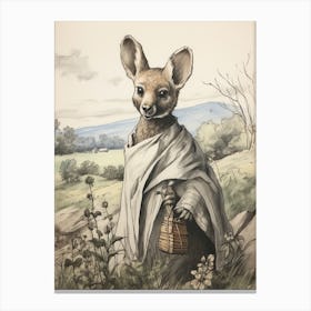 Storybook Animal Watercolour Kangaroo Canvas Print