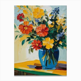 Flowers In A Blue Vase 3 Canvas Print