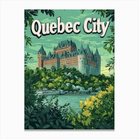 Aihrgdesign A Retro Travel Poster For Quebec City Canvas Print