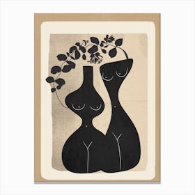 Modern Abstract Woman Body Vases 3 Canvas Print