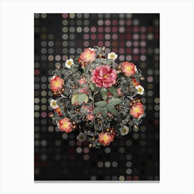 Vintage French Rose Flower Wreath on Dot Bokeh Pattern n.0133 Canvas Print
