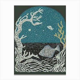 An Underwater Tableau With Marine Life In An Ancient Sea Ukiyo-E 1 Canvas Print