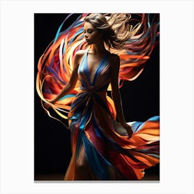 Woman In A Colorful Dress 5 Canvas Print