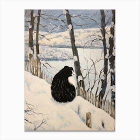 Vintage Winter Animal Painting Skunk 1 Canvas Print
