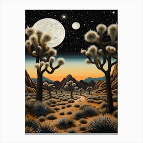 Joshua Tree At Night In Gold And Black (2) Canvas Print