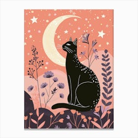 Black Cat In The Moonlight 2 Canvas Print