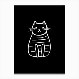 Black And White Cat Line Drawing 4 Canvas Print