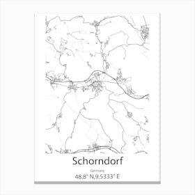 Schorndorf,Germany Minimalist Map Lienzo