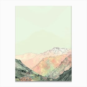 Toubkal Morocco Color Line Drawing (8) Toile