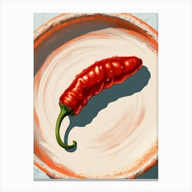 Hot Pepper On A Plate 1 Canvas Print