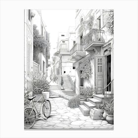 Black And White Street Scene Canvas Print