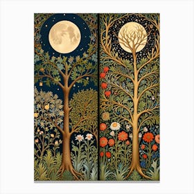 William Morris Print Moonlight Trees Canvas Print