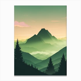 Misty Mountains Vertical Composition In Green Tone 213 Canvas Print