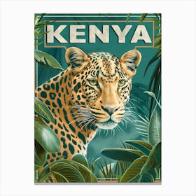 Vintage Poster Of An African Leopard Kenya Canvas Print