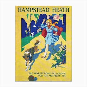 Homestead Heath, Girl Is Playing With Her Dog, London Canvas Print