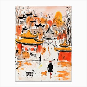 Beijing, Dreamy Storybook Illustration 1 Canvas Print