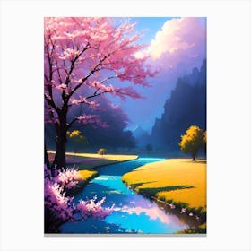 Cherry Blossom River Canvas Print