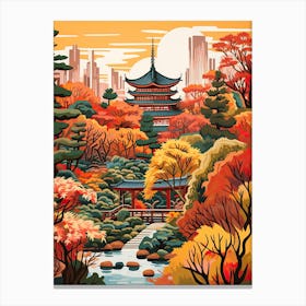 Yuyuan Garden, China In Autumn Fall Illustration 0 Canvas Print
