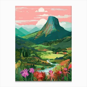 Sri Lanka Ella Mountain Painting Travel Pink Sky Canvas Print