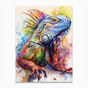Iguana Colourful Watercolour 2 Canvas Print