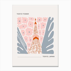 Tokyo Tower   Tokyo, Japan, Warm Colours Illustration Travel Poster 2 Canvas Print