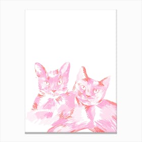 Pink handmade Cats Canvas Print