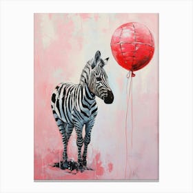 Cute Zebra 4 With Balloon Canvas Print