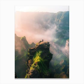 Person Standing On Cliff Canvas Print