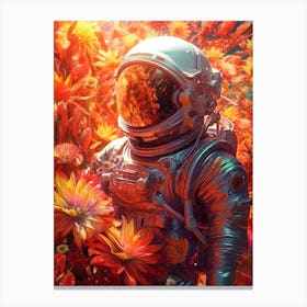 Astronaut In Flowers Canvas Print