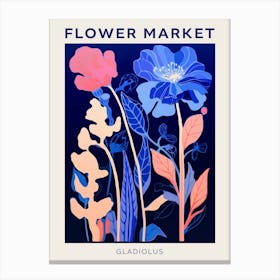 Blue Flower Market Poster Gladiolus 4 Canvas Print