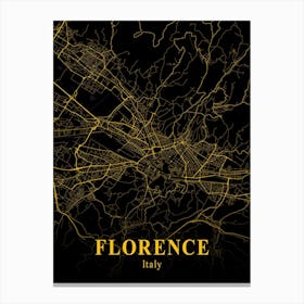 Florence Gold City Map 1 Canvas Print