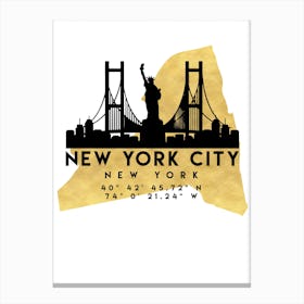 New York Silhouette City Skyline Map Canvas Print
