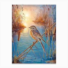 Bird On Reed Canvas Print