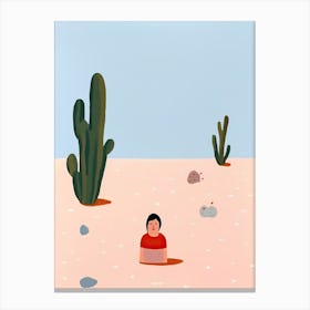 Desert Scene, Tiny People And Illustration 4 Canvas Print