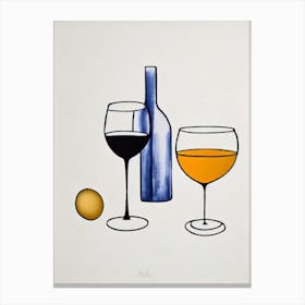 Gewürztraminer Picasso Line Drawing Cocktail Poster Canvas Print